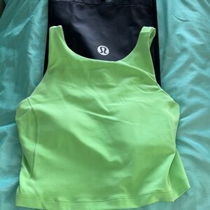 Lululemon Green/yellow Tank Top. Sz 4. Removable pads. Bag included.